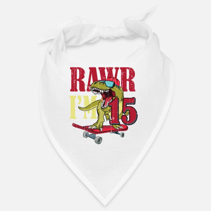 Birth Born Age 15 Years Old Dinosaur Skateboard Bandana