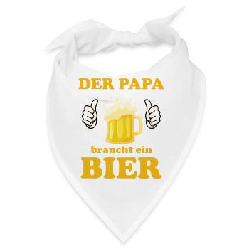Der PAPA braucht ein Bier, zum Grillen Gartenparty - Bandana - Weiß - Vorne