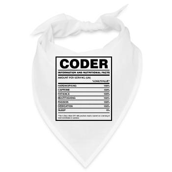 Coder Nutritional Facts Coder Programmer Computer - Bandana - Weiß - Vorne