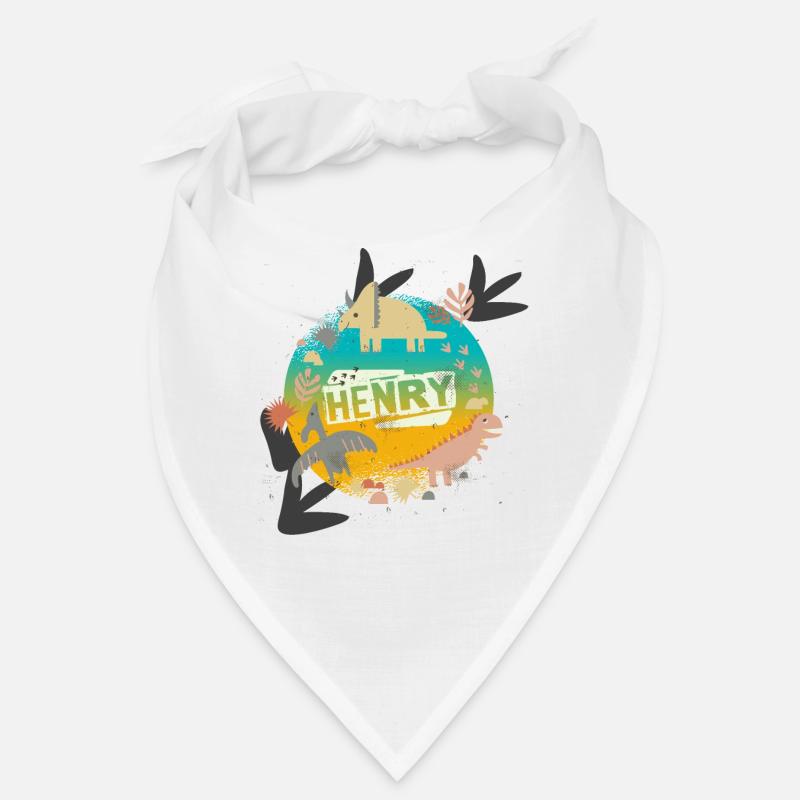 HENRY - Schöner Jungen Name mit süßen Dinosaurier Bandana