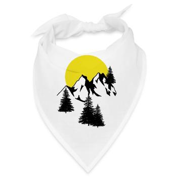 Gebirge Mond Gipfel Fichten Nadelbaum Tannen Natur - Bandana - Weiß - Vorne