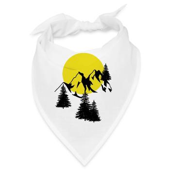 Gebirge Mond Gipfel Fichten Nadelbaum Tannen Natur - Bandana - Weiß - Vorne