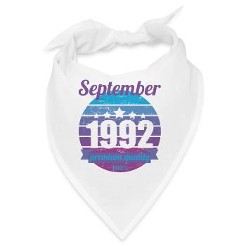 Geboren September 1992 30 Jahre 30er 30.Geburtstag - Bandana - Weiß - Vorne