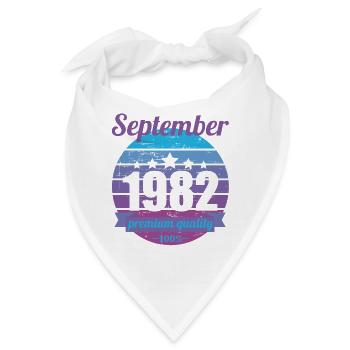 Geboren September 1982 40 Jahre 40er 40.Geburtstag - Bandana - Weiß - Vorne