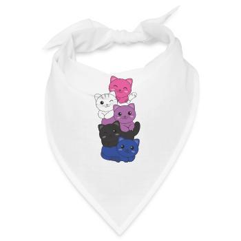 Genderfluid Flag cat Pride LGBTQ süße Katze - Bandana - Weiß - Vorne