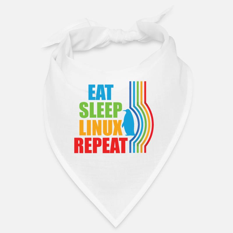 Eat Sleep Linux Repeat Retro Pinguin Nerd Geek Bandana