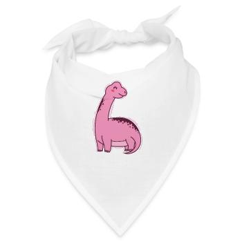 rosa Dino mit langem Hals Dinosaurier - Bandana - Weiß - Vorne