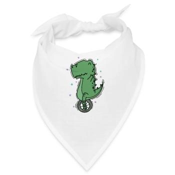 Dino auf einem Einrad Dinosaurier Reptil - Bandana - Weiß - Vorne