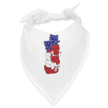 Katze für den vierten Juli USA Flagge Katzen - Bandana - Weiß - Vorne