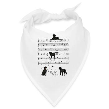 Schwarzer Labrador Hund Musik Noten Geschenk - Bandana - Weiß - Vorne