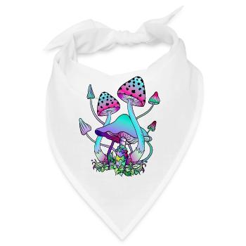 Magic Mushrooms Bunte Pilzkunst - Bandana - Weiß - Vorne
