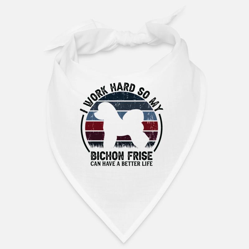 Work Hard Work - Retro Bichon Frise Bandana
