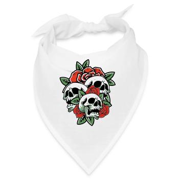 Skull Flower Death Grave Aesthetic Dark Pattern - Bandana - Weiß - Vorne