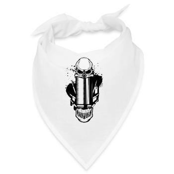 Bullets and Skull Roses Aesthetic Dripping Pattern - Bandana - Weiß - Vorne
