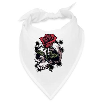 Bullets and Skull Roses Aesthetic Dripping Pattern - Bandana - Weiß - Vorne
