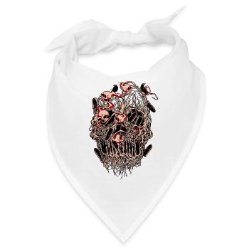 Bullets and Skull Roses Aesthetic Dripping Pattern - Bandana - Weiß - Vorne