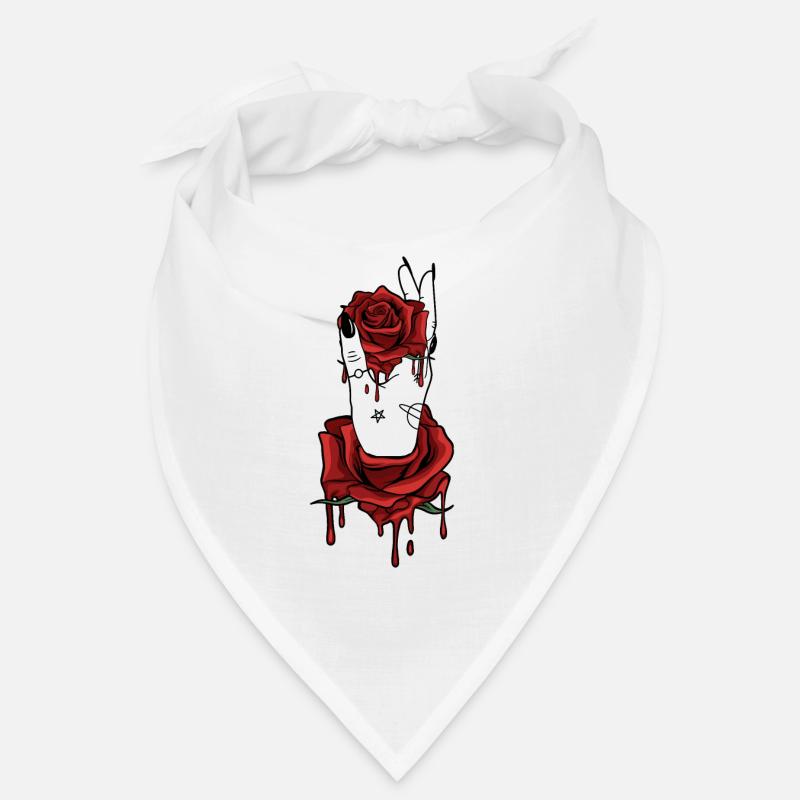 Aesthetic Dark Pattern Hand Bleeding Holding Rose Bandana
