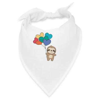 Regenbogen Herzen Pride LGBTQ Luftballons Faultier - Bandana - Weiß - Vorne