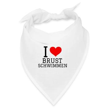 Schwimmen Spruch Lustig I Love Brustschwimmen - Bandana - Weiß - Vorne