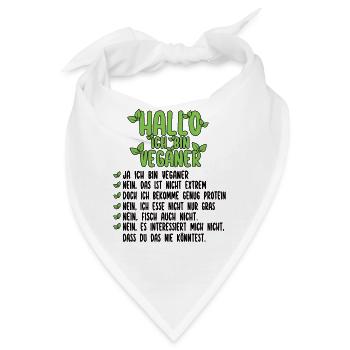 Hallo Ich Bin Veganer - Lustiger Veganer Spruch - Bandana - Weiß - Vorne
