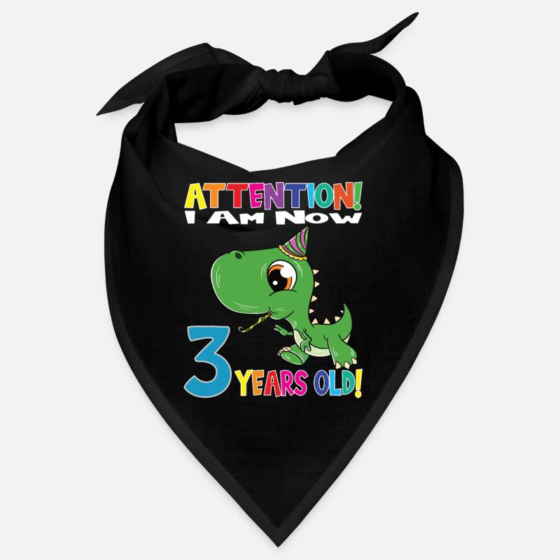 Dino Boy Attention I Am Now 3 Years Old Bandana