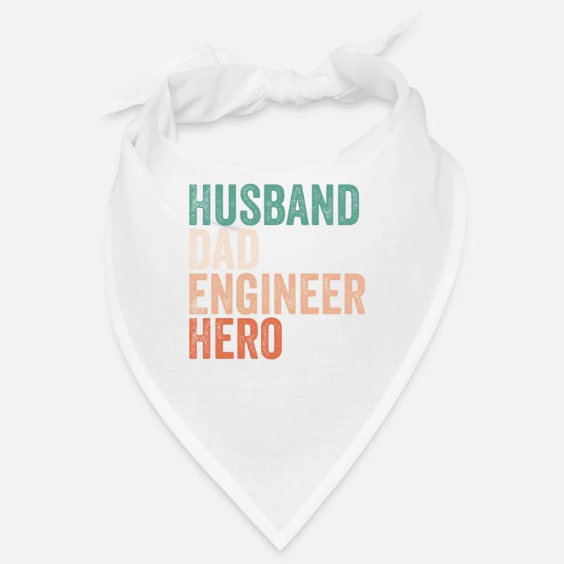 Husband Dad Engineer Hero, Gift Engineer Dad - Bandana - blanc