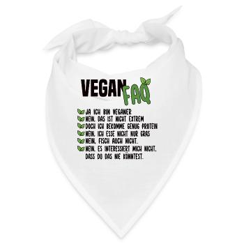 Vegan FAQ - Lustiger Veganer Spruch - Bandana - Weiß - Vorne