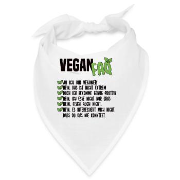 Vegan FAQ - Lustiger Veganer Spruch - Bandana - Weiß - Vorne