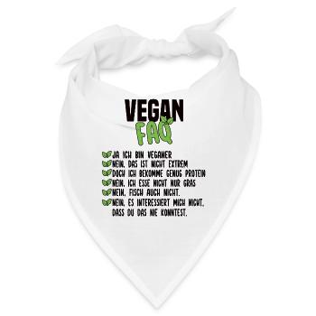 Vegan FAQ - Lustiger Veganer Spruch - Bandana - Weiß - Vorne