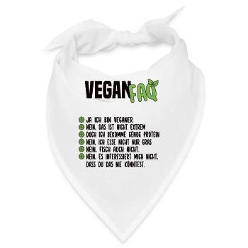 Vegan FAQ - Lustiger Veganer Spruch - Bandana - Weiß - Vorne