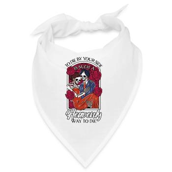 Romantic Gothic Skull Bones Skeleton Roses Death - Bandana - Weiß - Vorne