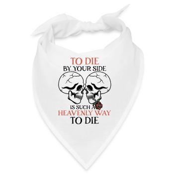 Romantic Gothic Skull Bones Skeleton Roses Death - Bandana - Weiß - Vorne