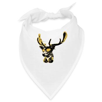 Hirsch DJ Bling Cooles lustiges Musiktier mit - Bandana - Weiß - Vorne