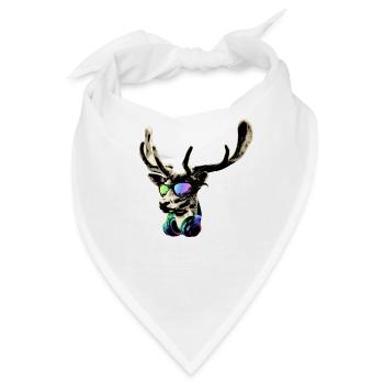 Hirsch DJ Brauner Aufkleber coole und lustige - Bandana - Weiß - Vorne