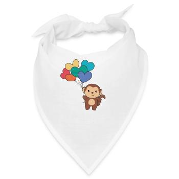 Regenbogen Herzen Pride LGBTQ Luftballons Affe - Bandana - Weiß - Vorne