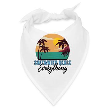 Strandliebhaber-Shirt, Salzwasser heilt alles - Bandana - Weiß - Vorne