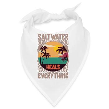 Strandliebhaber-Shirt, Salzwasser heilt alles - Bandana - Weiß - Vorne