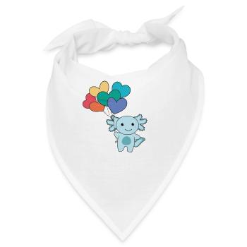 Regenbogen Herzen Pride LGBTQ Luftballons Axolotl - Bandana - Weiß - Vorne