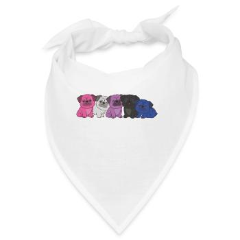 Genderfluid Flag Mops Pride LGBTQ süße Hunde - Bandana - Weiß - Vorne
