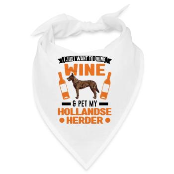Hollandse Herder und Wein - Bandana - Weiß - Vorne