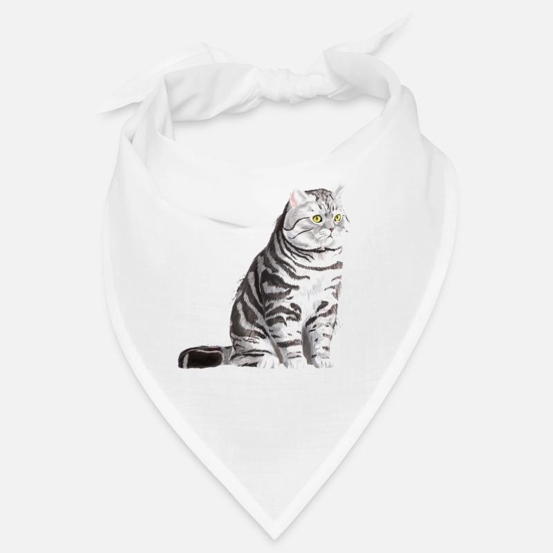 Sitzende Tabby Britisch Kurzhaar Katze Bandana