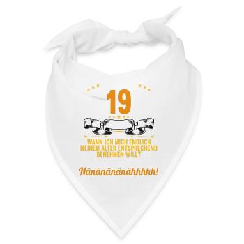 Ich bin 19 Jahre alt 19 Geburtstag - Bandana - Weiß - Vorne