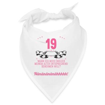 Ich bin 19 Jahre alt 19 Geburtstag - Bandana - Weiß - Vorne