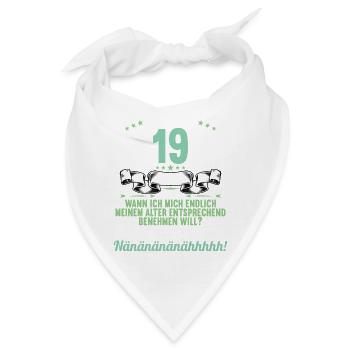 Ich bin 19 Jahre alt 19 Geburtstag - Bandana - Weiß - Vorne