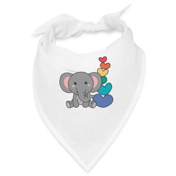 Regenbogen Herzen Pride LGBTQ süße tiere Elefant - Bandana - Weiß - Vorne