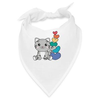 Regenbogen Herzen Pride LGBTQ süße tiere Katze - Bandana - Weiß - Vorne
