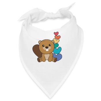 Regenbogen Herzen Pride LGBTQ süße tiere Biber - Bandana - Weiß - Vorne