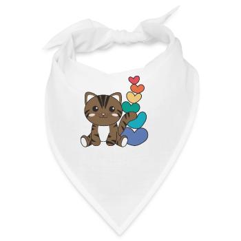 Regenbogen Herzen Pride LGBTQ süße tiere Katze - Bandana - Weiß - Vorne