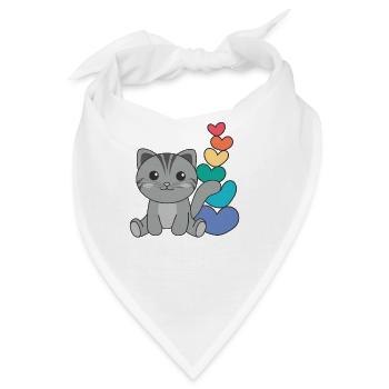 Regenbogen Herzen Pride LGBTQ süße tiere Katze - Bandana - Weiß - Vorne