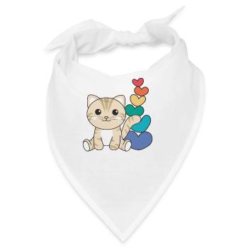 Regenbogen Herzen Pride LGBTQ süße tiere Katze - Bandana - Weiß - Vorne